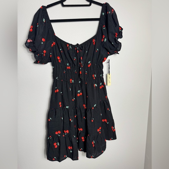 Black Cherry Print SunDress Mini Dress NWT - Picture 4 of 11
